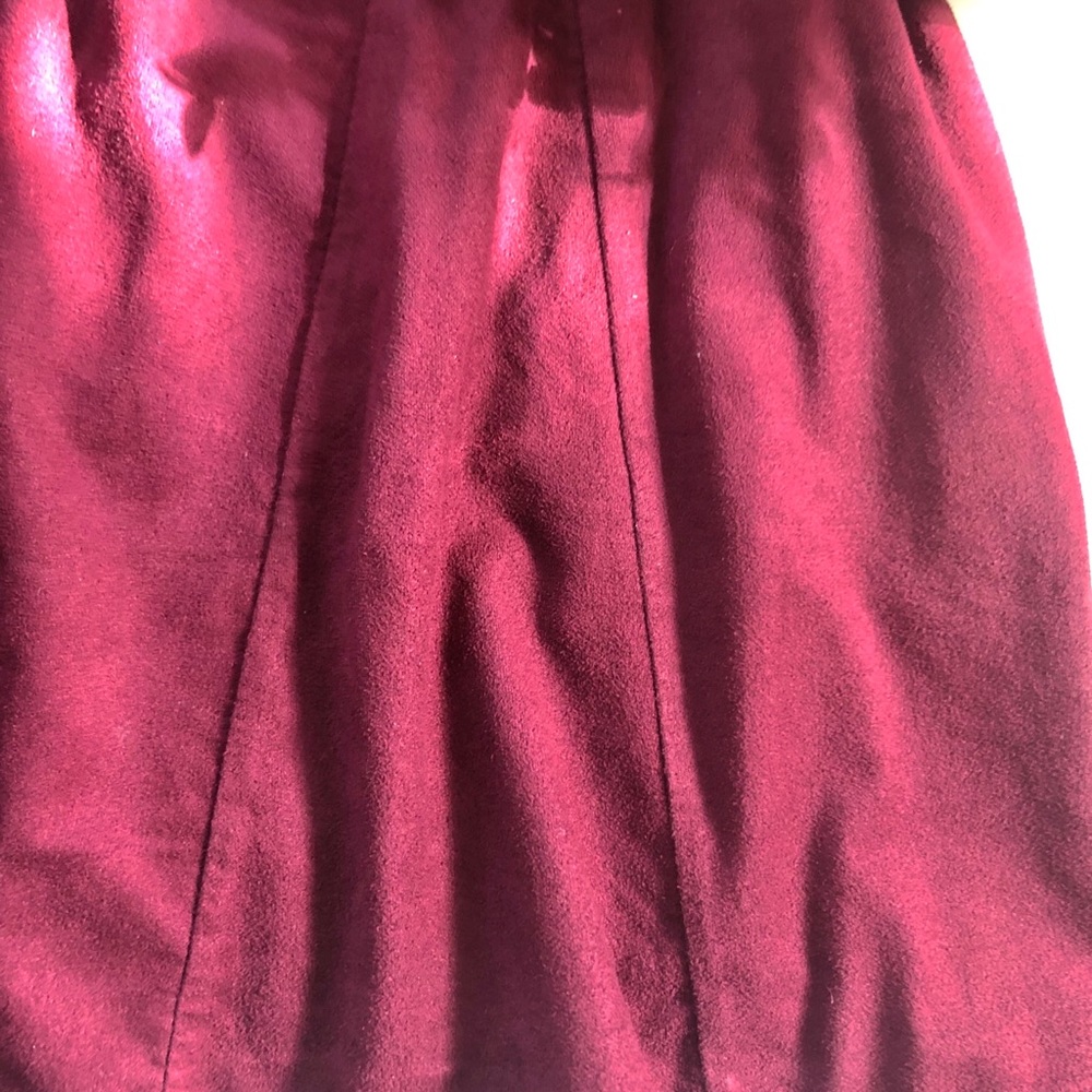 Brandy Melville Burgundy Suede Skater Skirt - Picture 6 of 6